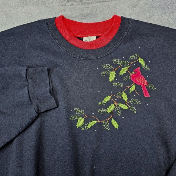 Patricia's Closet Tops - Patricia's Closet Cardinal Embroidered Sweatshirt Women's 2X Christmas Holiday
